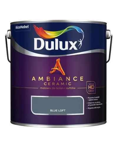 Farba ceramiczna Dulux Ambiance Ceramic Blue Loft 2,5L odporna na plamy i szorowanie do ścian i sufitów