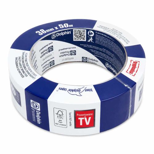 Taśma malarska Blue Dolphin niebieska 38mm 50m papierowa wiele powierzchni