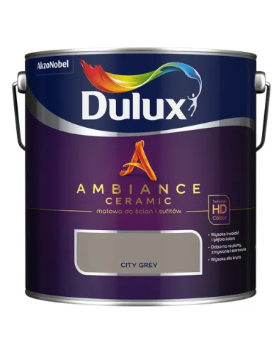 Farba ceramiczna Dulux Ambiance Ceramic City Grey 2,5L odporna na plamy i szorowanie do ścian i sufitów
