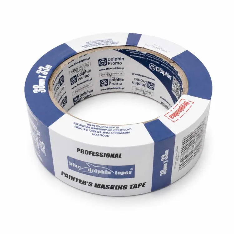 Taśma malarska Blue Dolphin niebieska 38mm 33m papierowa wiele powierzchni