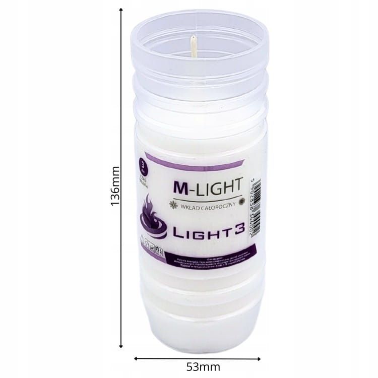 Wkłady parafinowe do zniczy 72h 13,6x5,6cm 20szt. M-Light-