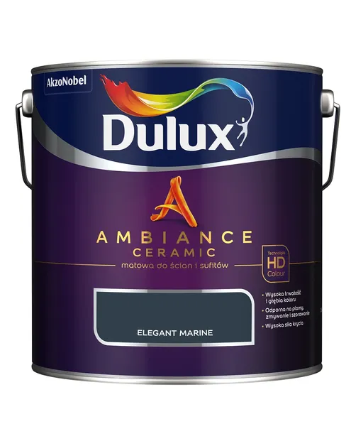 Farba ceramiczna Dulux Ambiance Ceramic Elegant Marine 2,5L odporna na plamy i szorowanie do ścian i sufitów