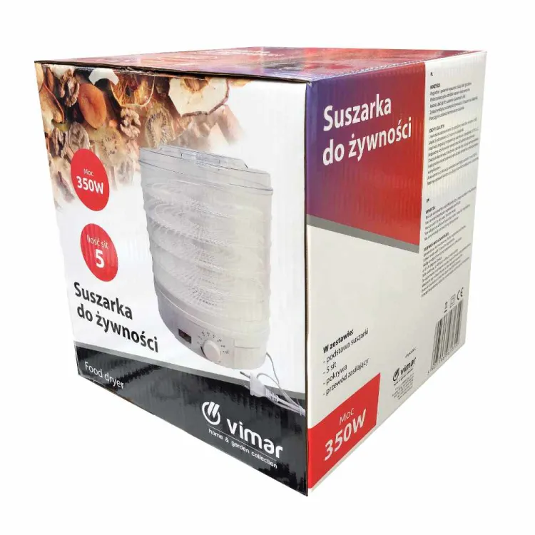 Suszarka do grzybów owoców warzyw ziół smaczków 350W 5 sit 35-70°C Vimar
