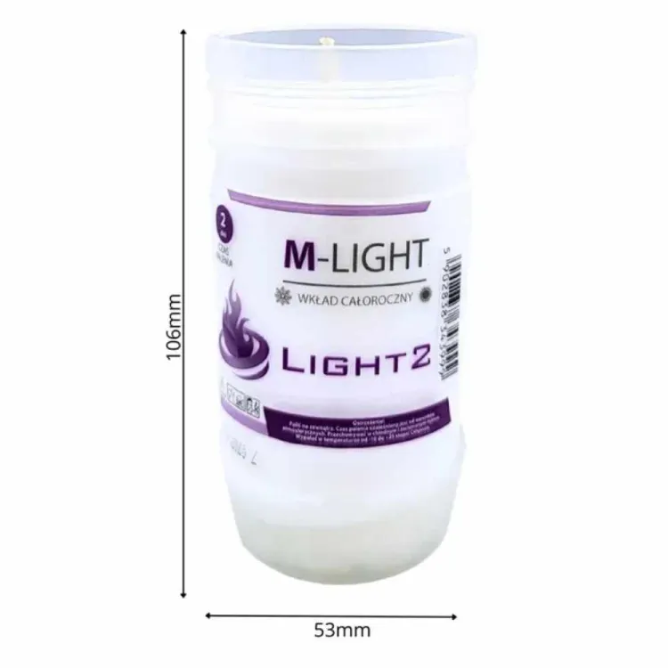 Wkład parafinowy do zniczy 48h 10,6x5,6cm równomierne spalanie M-Light 2