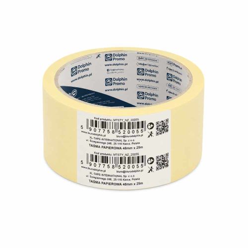 Taśma malarska papierowa 48mm x 25m żółta Blue Dolphin