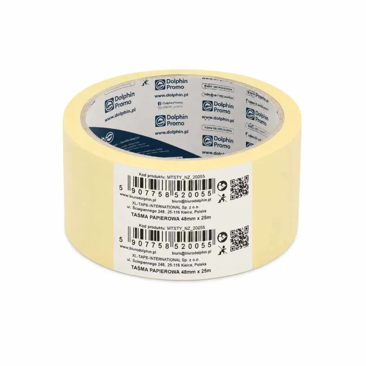 Taśma malarska papierowa 48mm x 25m żółta Blue Dolphin