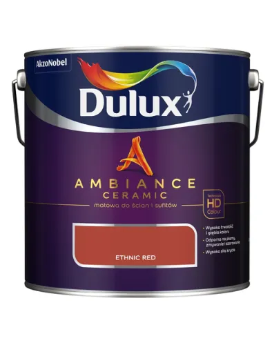 Farba ceramiczna Dulux Ambiance Ceramic Ethnic Red 2,5L odporna na plamy i szorowanie do ścian i sufitów
