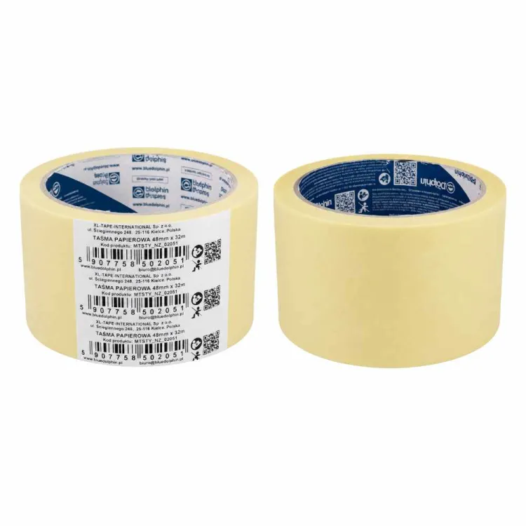 Taśma malarska papierowa 48mm x 32m żółta Blue Dolphin
