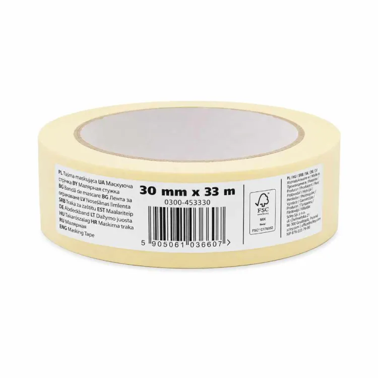 Taśma malarska papierowa 30mm x 33m żółta 545 Kaem