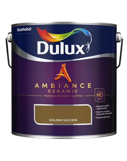 Farba ceramiczna Dulux Ambiance Ceramic Golden Succes 2,5L odporna na plamy i szorowanie do ścian i sufitów