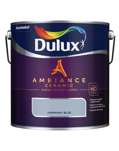 Farba ceramiczna Dulux Ambiance Ceramic Harmony Blue 2,5L odporna na plamy i szorowanie do ścian i sufitów