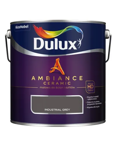 Farba ceramiczna Dulux Ambiance Ceramic Industrial Grey 2,5L odporna na plamy i szorowanie do ścian i sufitów