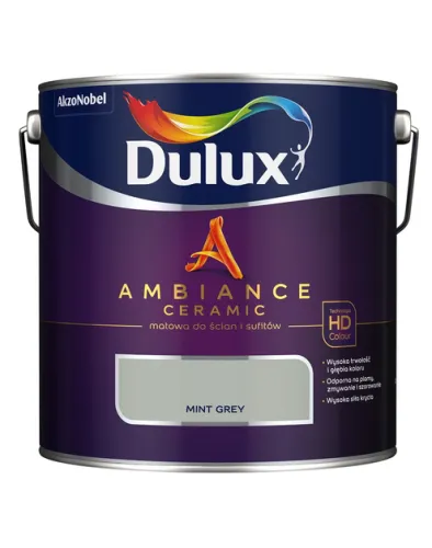 Farba ceramiczna Dulux Ambiance Ceramic Mint Grey 2,5L odporna na plamy i szorowanie do ścian i sufitów