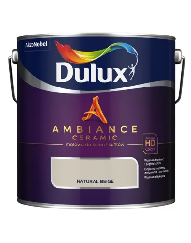 Farba ceramiczna Dulux Ambiance Ceramic Natural Beige 2,5L odporna na plamy i szorowanie do ścian i sufitów