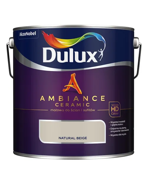 Farba ceramiczna Dulux Ambiance Ceramic Natural Beige 2,5L odporna na plamy i szorowanie do ścian i sufitów