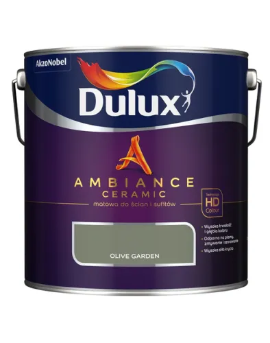 Farba ceramiczna Dulux Ambiance Ceramic Olive Garden 2,5L odporna na plamy i szorowanie do ścian i sufitów