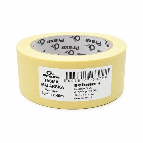Taśma malarska maskująca papierowa 38mm 40m żółta nie zostawia kleju Praxa