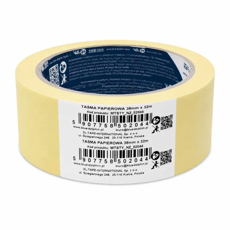 Taśma malarska papierowa żółta 38mm x 32m Blue Dolphin