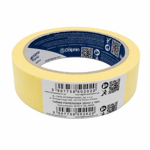 Taśma malarska papierowa żółta 25mm x 32m Blue Dolphin