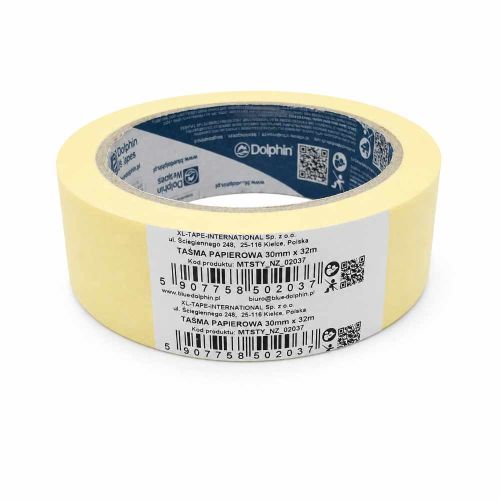 Taśma malarska maskująca papierowa 30mm x 32m żółta Blue Dolphin