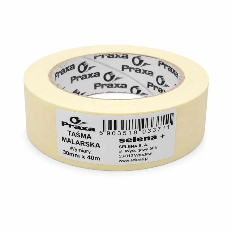 Taśma malarska maskująca papierowa 30mm x 40m żółta Praxa