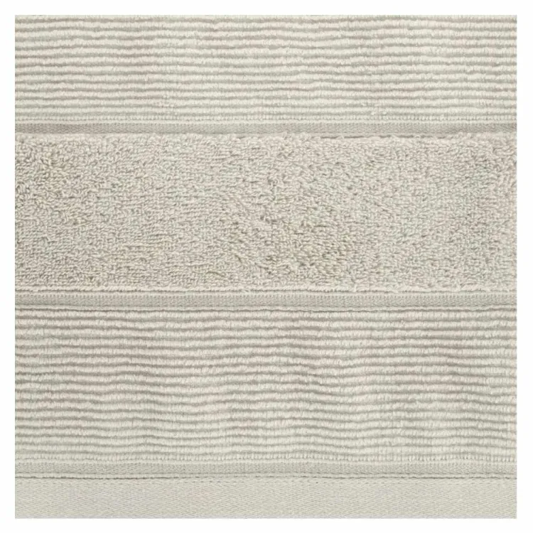 Ręcznik bawełniany 30x50cm 500g/m2 prążkowany beżowy z welurową bordiurą EMMA