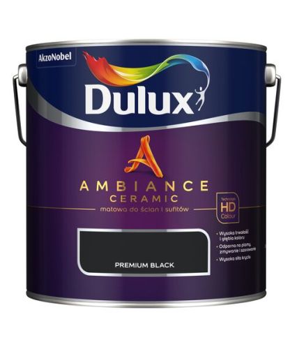 Farba ceramiczna Dulux Ambiance Ceramic Premium Black 2,5L odporna na plamy i szorowanie do ścian i sufitów