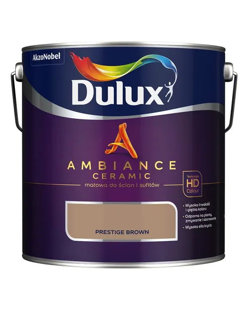 Farba ceramiczna Dulux Ambiance Ceramic Prestige Brown 2,5L odporna na plamy i szorowanie do ścian i sufitów