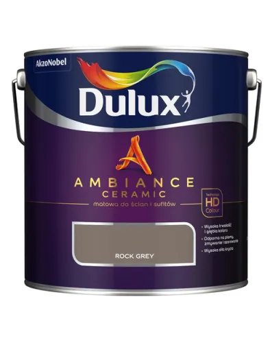Farba ceramiczna Dulux Ambiance Ceramic Rock Grey 2,5L odporna na plamy i szorowanie do ścian i sufitów