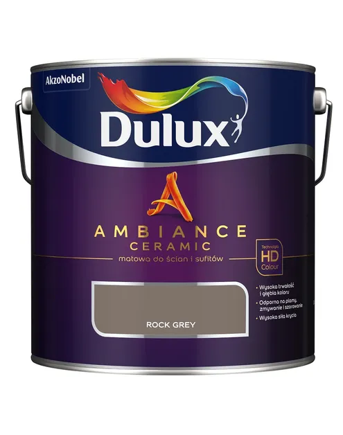 Farba ceramiczna Dulux Ambiance Ceramic Rock Grey 2,5L odporna na plamy i szorowanie do ścian i sufitów