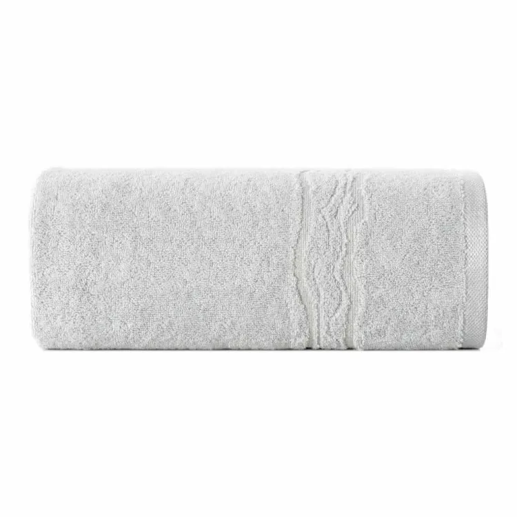 Ręcznik do rąk bawełniany 50x90cm 500g/m² srebrny z błyszczącą bordiurą KARIN-