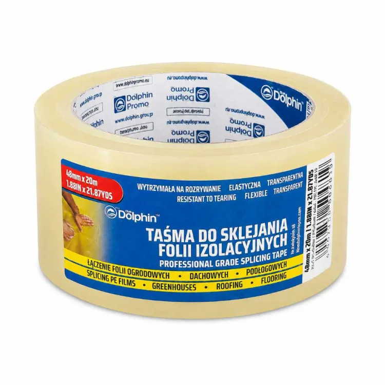 Taśma do sklejania folii izolacyjnych transparentna 48mm x 20m Blue Dolphin
