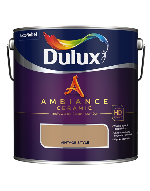 Farba ceramiczna Dulux Ambiance Ceramic Vintage Style 2,5L odporna na plamy i szorowanie do ścian i sufitów