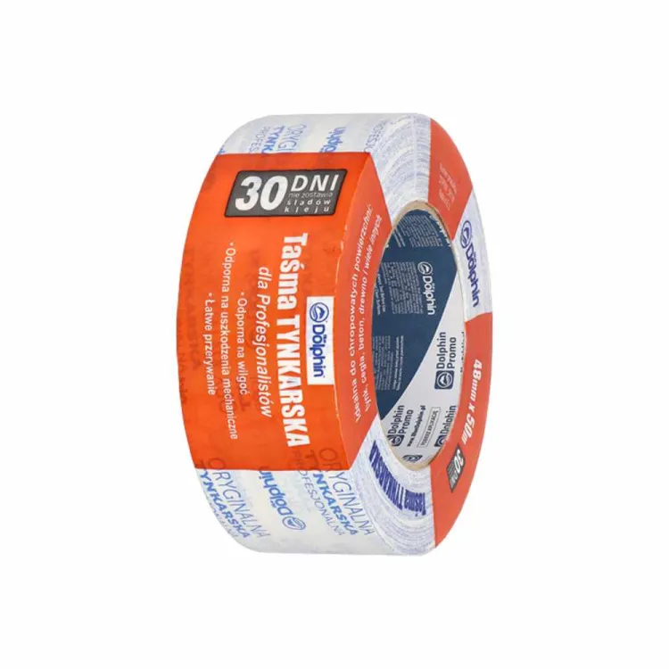 Taśma tynkarska 30 dni mocny chwyt 48mm 50m pomarańczowa Blue Dolphin