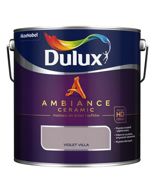 Farba ceramiczna Dulux Ambiance Ceramic Violet Villa 2,5L odporna na plamy i szorowanie do ścian i sufitów