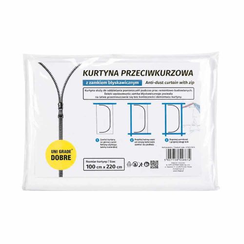 Kurtyna przeciwpyłowa przeciwkurzowa drzwi remont zamek 100x220cm uni grade