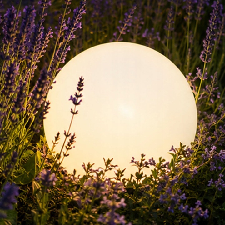 Lampa solarna kula ogrodowa LED 50cm mleczna 3 barwy światła Goldlux