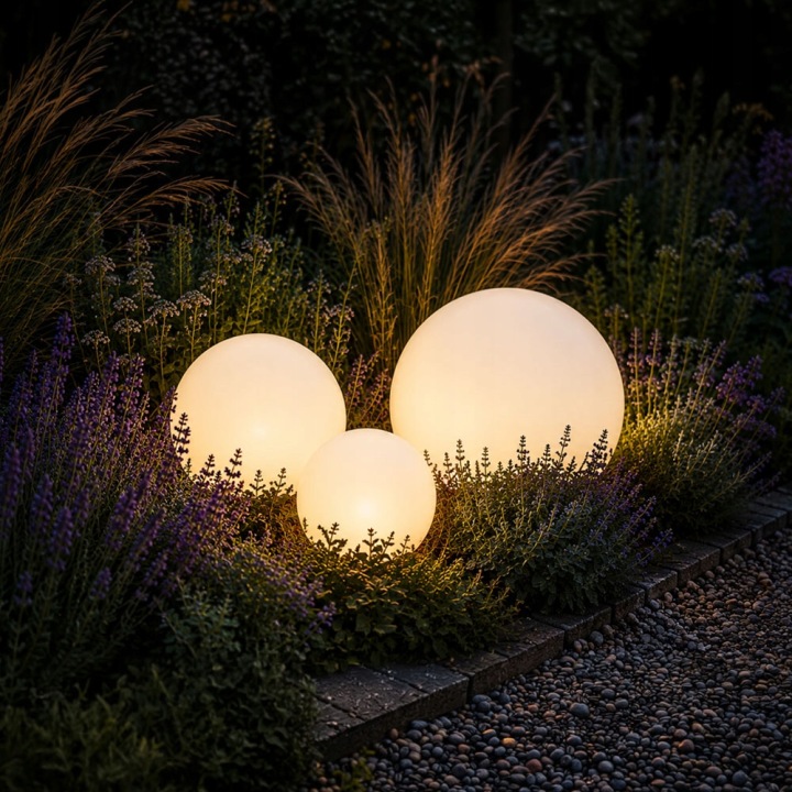 Lampa solarna kula ogrodowa LED 50cm mleczna 3 barwy światła Goldlux