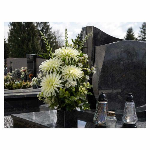 Chryzantema sztuczna biało-jasnozielona 74cm kwiat 16cm na łodydze