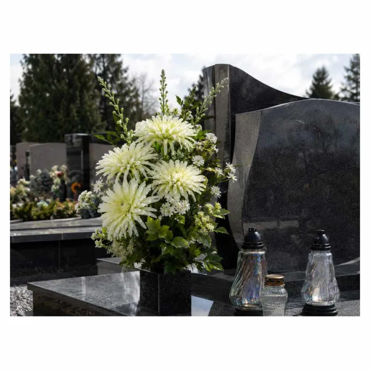 Chryzantema sztuczna biało-jasnozielona 74cm kwiat 16cm na łodydze