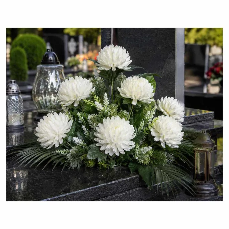 Sztuczna chryzantema biała na łodydze 75 cm pojedynczy kwiat