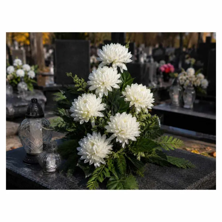 Sztuczna chryzantema biała na łodydze 75 cm pojedynczy kwiat