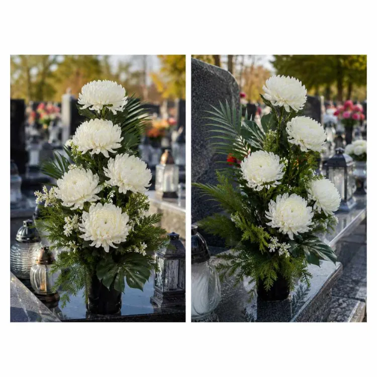Sztuczna chryzantema biała na łodydze 75 cm pojedynczy kwiat