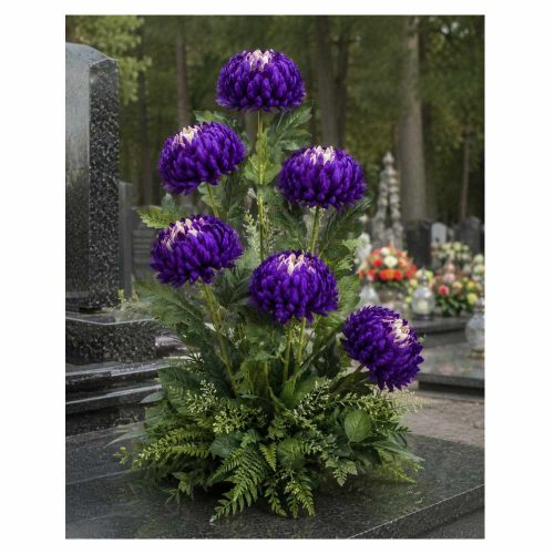 Sztuczna chryzantema gałązka 75cm fioletowa z jasnym akcentem