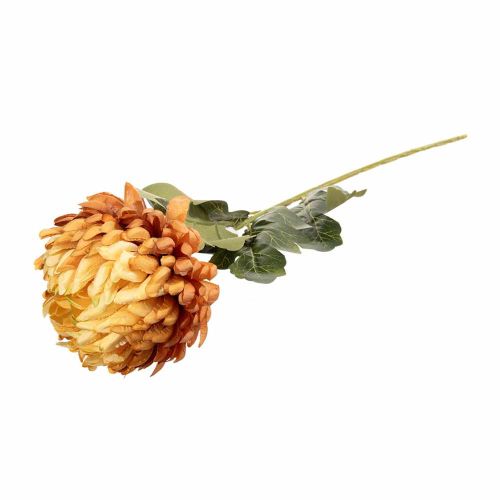 Sztuczna chryzantema na łodydze 75cm żółto-pomarańczowo-brązowa