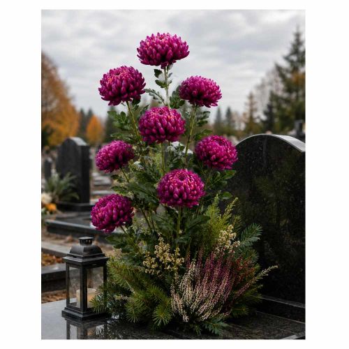 Sztuczna chryzantema dekoracyjna 75cm fioletowa pojedynczy kwiat