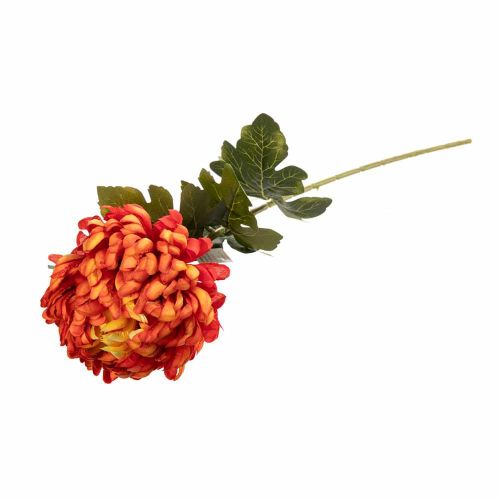 Chryzantema sztuczna pojedyncza na łodydze 75cm pomarańczowo-czerwona
