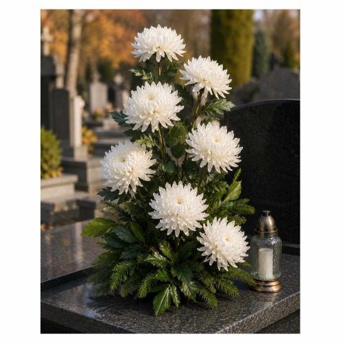 Chryzantema sztuczna pojedyncza biała 65cm kwiat dekoracyjny na łodydze