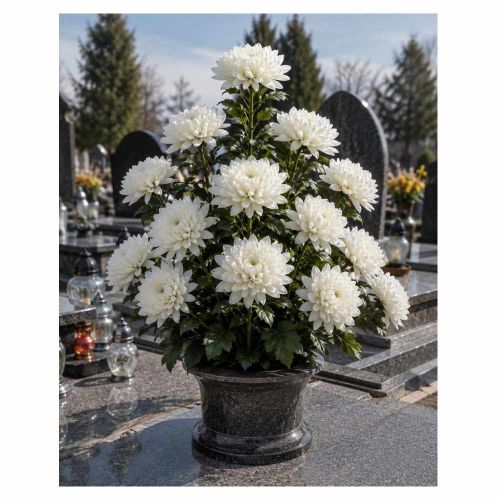 Chryzantema sztuczna biała pojedyncza na łodydze 70cm kwiat dekoracyjny