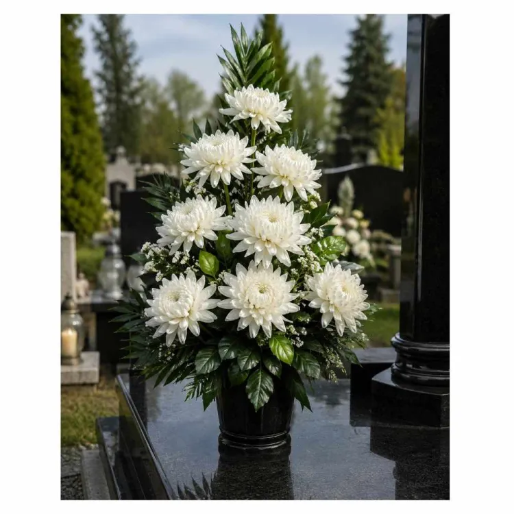 Chryzantema sztuczna biała pojedyncza na łodydze 70cm kwiat dekoracyjny